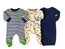 Baby Boy Newborn Sleepers Gown Clothes Mixed Lot Bundle Sleep N Play Frog Dino