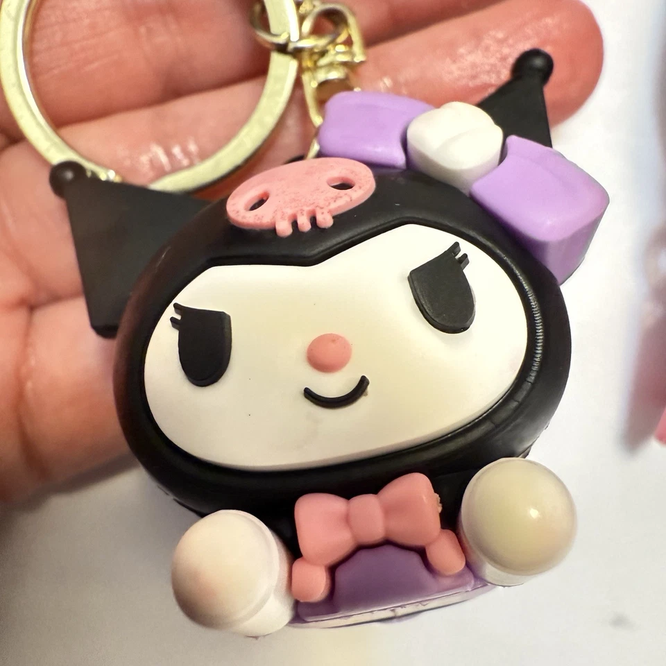 Set! Sanrio Kuromi Figure & Mini Backpack Keychain Bag Charm Hello Kitty Black - Image 4 of 4