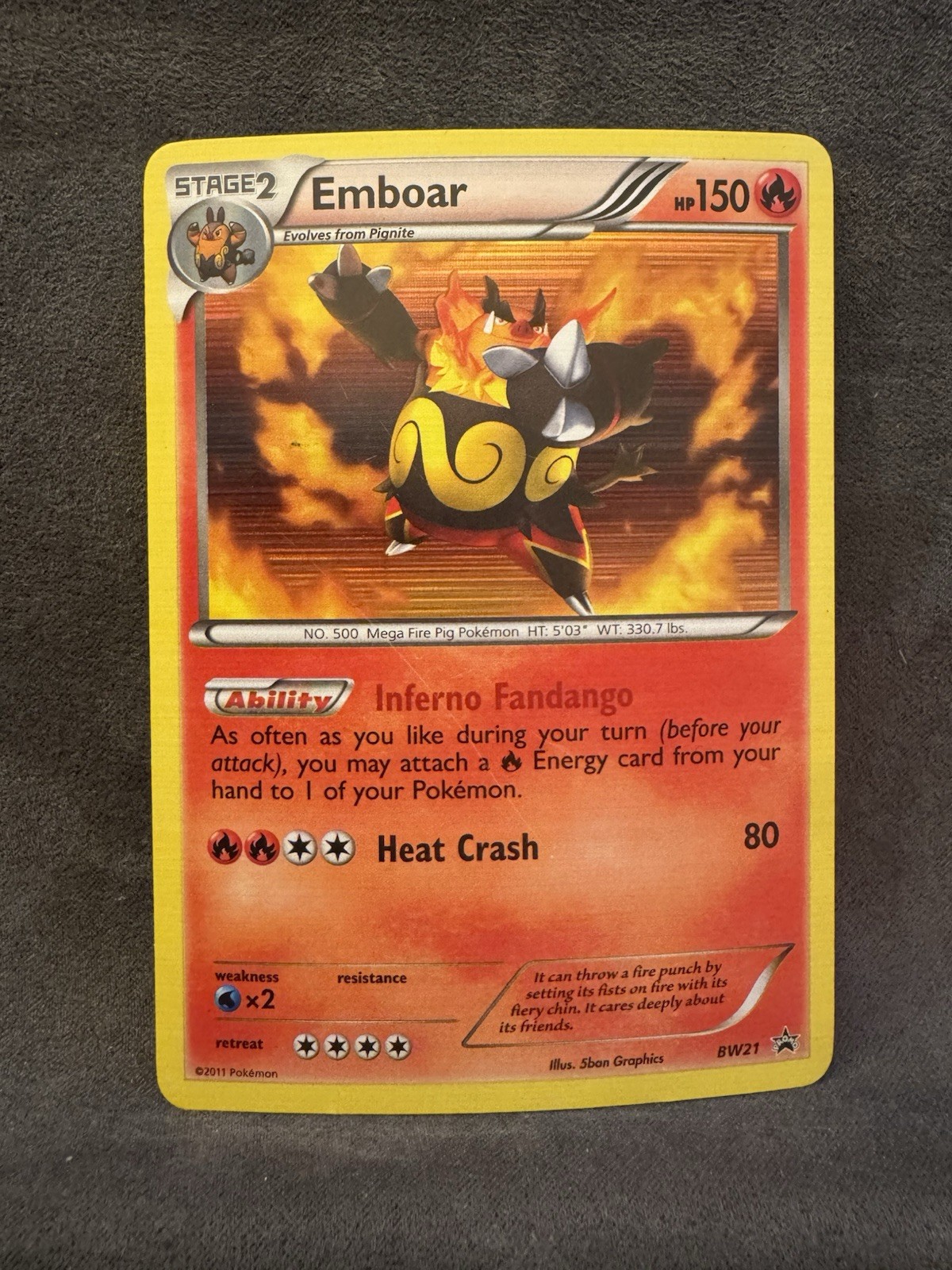 Emboar BW21 Black & White Holo Pokemon TCG MP
