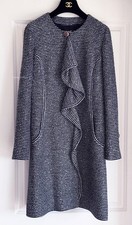 NWT 7150 20C CHANEL BLACK WHITE SILVER TWEED CC BUTTONS STRIPED COAT 36