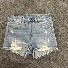American Eagle Denim Shorts Womens Size 2 Light Distressed Stretch Distressed