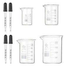 Glass Beaker Set 4 Pack 25-200ml Low Form With Pipettes Graduated Lab Glass Beaker Set 4 Pack 25-200ml Low Form With Pipettes Graduated Lab