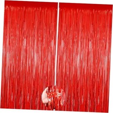 Streamers Foil Fringe Curtain 3.3 x 8.3ft Party 3.3 x 8.3 Ft Pack of 2 Red