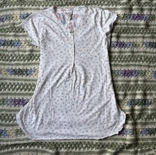 Vintage Cottage SFN Clothes To Sleep In Size M Floral Night Gown White Pink Blue