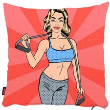 Pop Art Gym Girl Pillow Cover, Decorative Cushion Case, Funny Teen Bedroom Decor