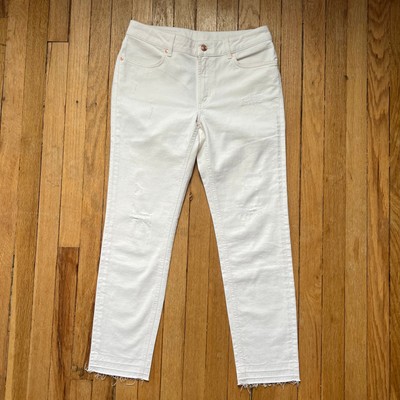 Escada Sport Cropped Skinny Jeans Off White Stretch Mid-Rise Women's Size 40 30''