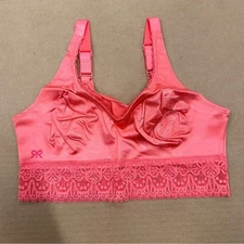 New Ruby Ribbon Lace Demiette Bra Deep Coral Pink 32
