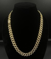 24  x 15MM Iced Out VVS1 Moissanite Gold Plated Miami Cuban Chain  94g 