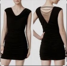 BCX Black Beaded Ruched Bodycon Dress Cowl Neck Cap Sleeve XS