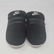 Nike Teens Slip-On Slippers Black Burrow Rubber Sole Comfort Zip Pocket Size 8