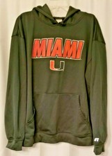 University of Miami Hoodie Sweatshirt Green Logo Russell U of M Size XL 48