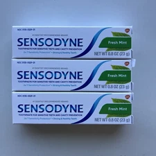 Sensodyne Fresh Mint Toothpaste for Sensitive Teeth 0.8oz EXP 05/25 3 Pack
