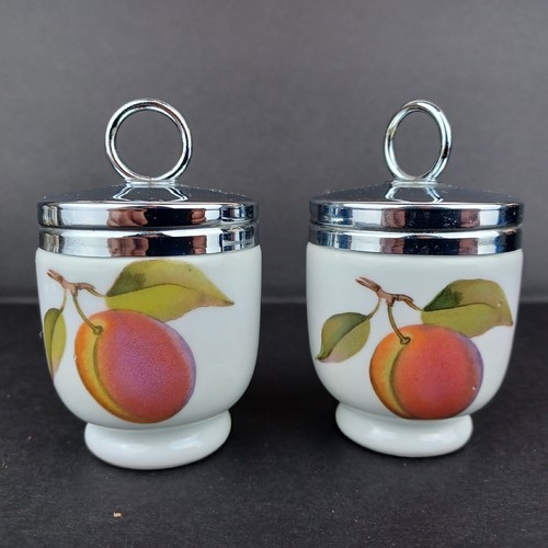 4 Royal Worcester Egg Coddlers VTG EVESHAM Pattern Plums & Blackberries - Picture 5 of 10