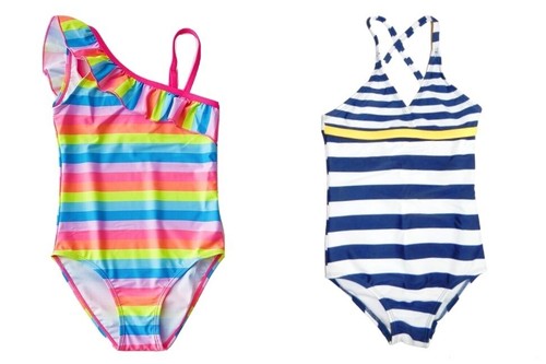 NWT GIRLS size 6X Beach Ready COLORFUL STRIPED ONE PIECE SWIMSUIT Your Choice - Picture 2 of 9