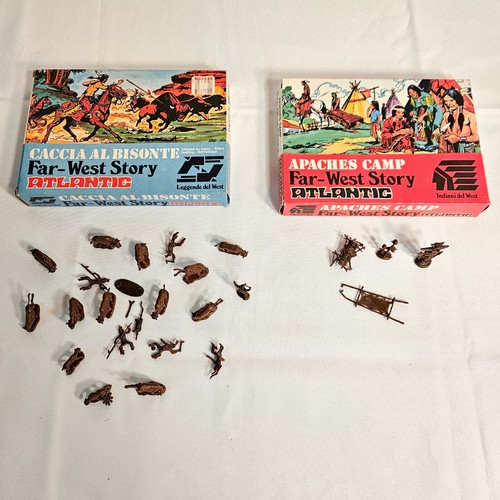 Vintage Atlantic Far West Story HO Scale 1/72 Figures Apache Camp Caccia Bisonte - Bild 1 von 15