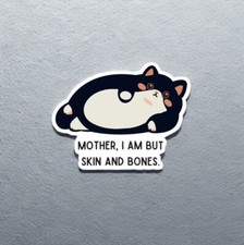 Cat Sticker - Cute Funny Decal Black White Kitty, 3.11  Skin  Bones Kawaii Cats