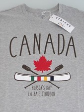 HUDSON'S BAY HBC STRIPES CANADA / MAPLE LEAF / CANOE MEN'S T-SHIRT**SIZE LARGE**