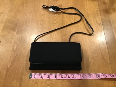 NWT TALBOTS BLACK MICROFIBER LEATHER  ORGANIZER CROSSBODY  WALLET