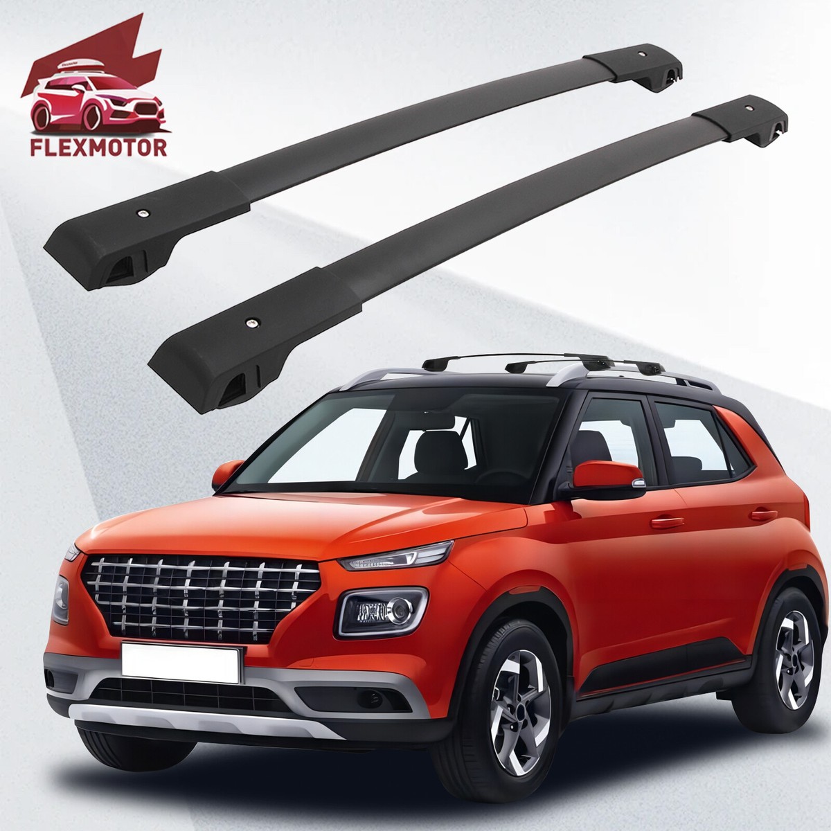 2pc Black Aluminum Cross Bars Fit For Hyundai Venue 2020-2025 Roof