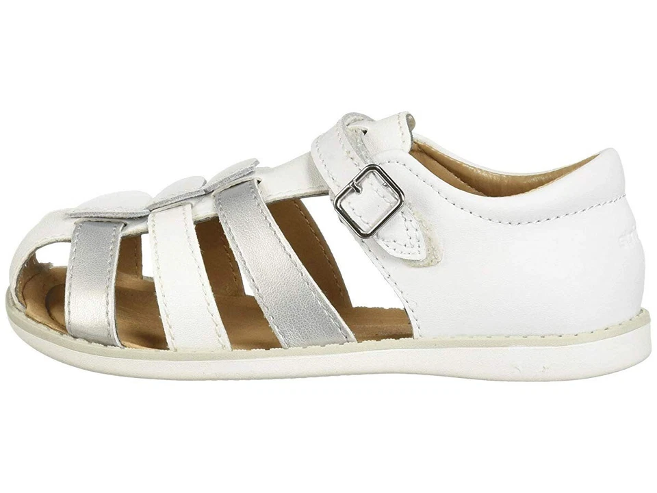 Stride Rite - Sandalias blancas-plateadas Ella -niñas pequeñas talla 9 anchas Foto 4 de 4