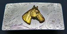Horse Head Cowboy Cowgirl Western Filigree Small Vintage Belt Buckle