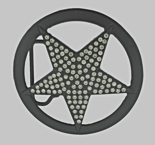Lone Star Belt Buckle Black Metal Bling Style Western Cowboy Cowgirl Men Rodeo - Picture 4 of 7