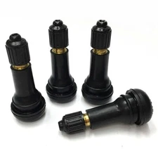 1 set of 4 pcs TR413 SNAP-IN TIRE VALVE STEMS WITH CAPS BLACK RUBBER