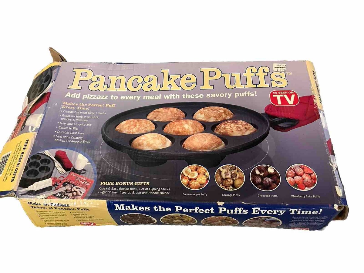 Pancake Puffs Cast Iron Pan As Seen on TV Complete In Box -NEW