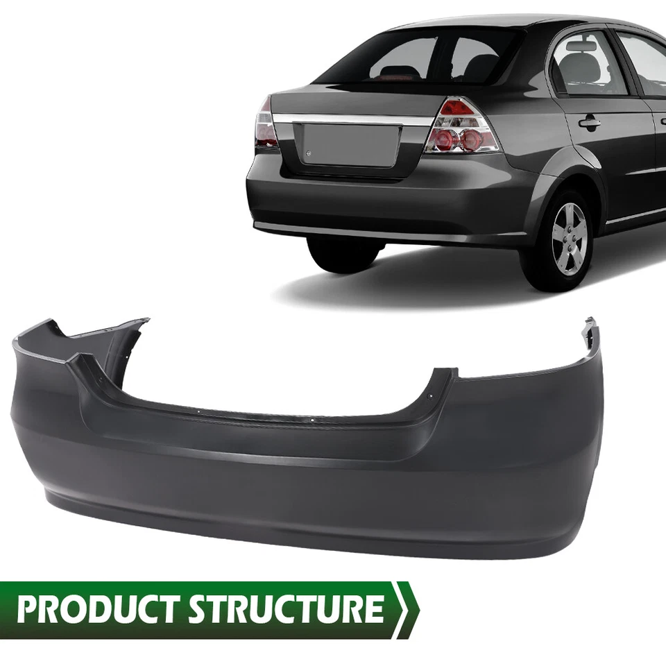Rear Bumper Cover Black Fit For 2007-2011 Chevrolet Aveo LS LT Sedan GM1100791 Foto 4 de 4