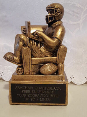 FANTASY FOOTBALL TROPHY AWARD FOOTBALL ARMCHAIR QUARTERBACK- FREE ENGRAVING!