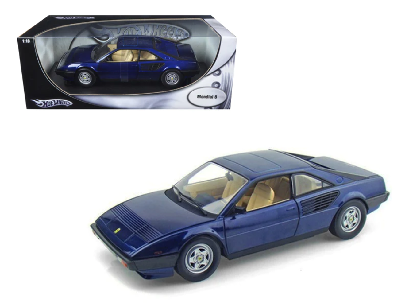 Hot Wheels 1/18 Ferrari Mondial 8 Blue Diecast Model Car