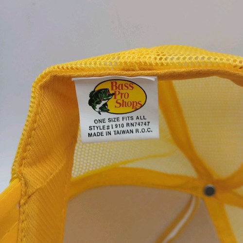 Vintage Bass Pro Shops Hat Trucker Cap Snapback White Yellow Mesh Rope ...