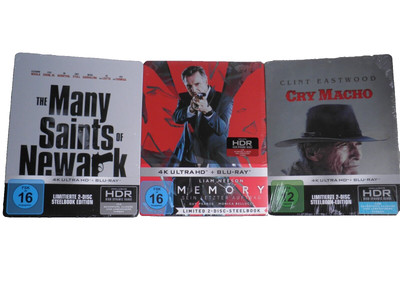 Limitierte 4K Steelbook Edition: Cry Macho + The Many Saints of Newark + Memory