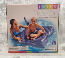 Intex Ride on Stingray Inflatable Swimming Toy Float pool 74" x 57" W handles 3+