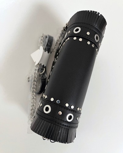 ZARA Crossbody Bag METAL STUDS Black FRINGES Shoulder CHAIN HandBag NWT 6412/304 - Picture 12 of 24