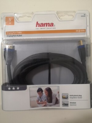 Hama HQ 5m Displayport Cable Lead 4K UHD 3D Display Port Gold Plated New