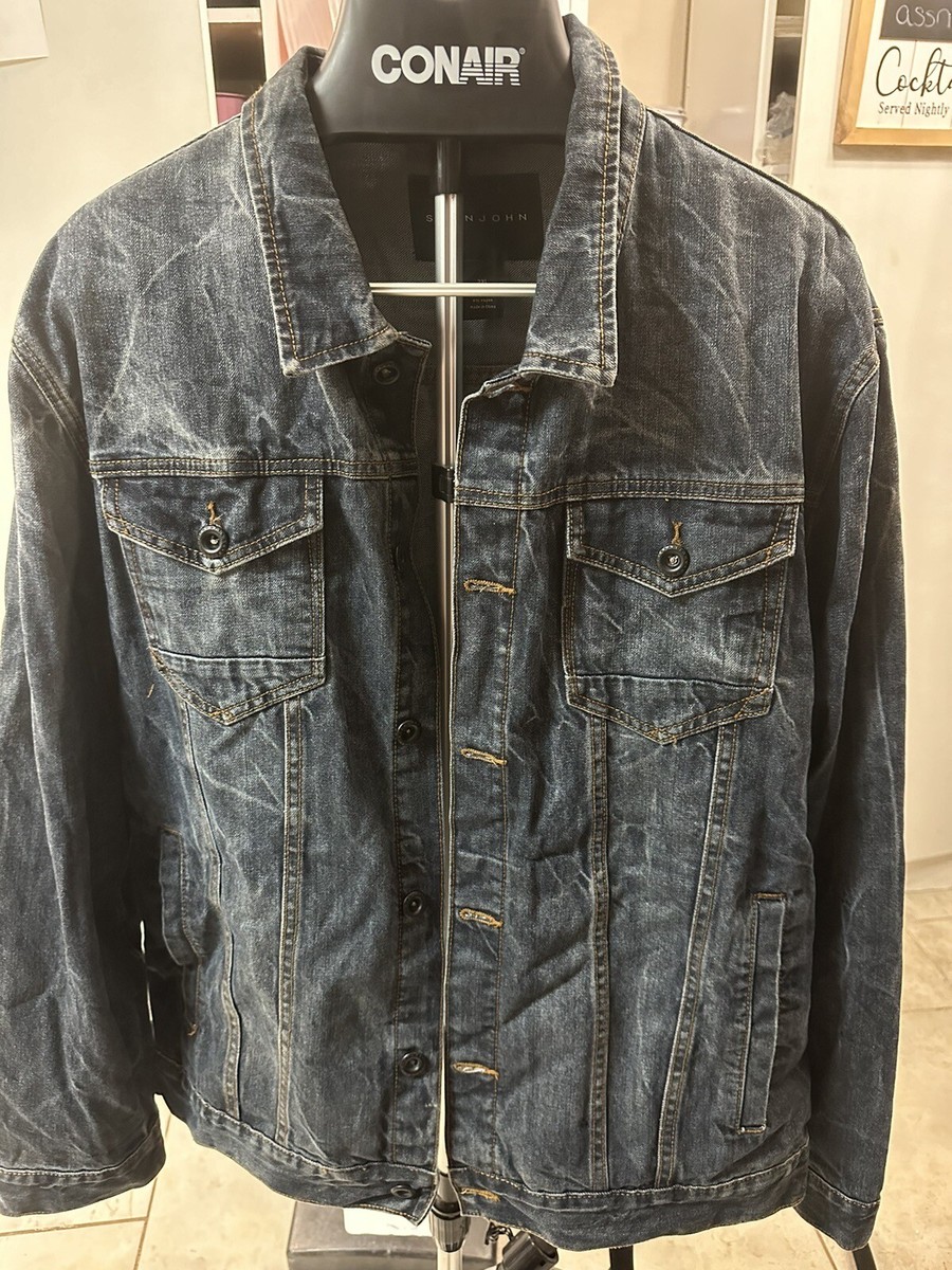 VINTAGE Sean John Denim Jacket Adult XL Black Button Up Streetwear