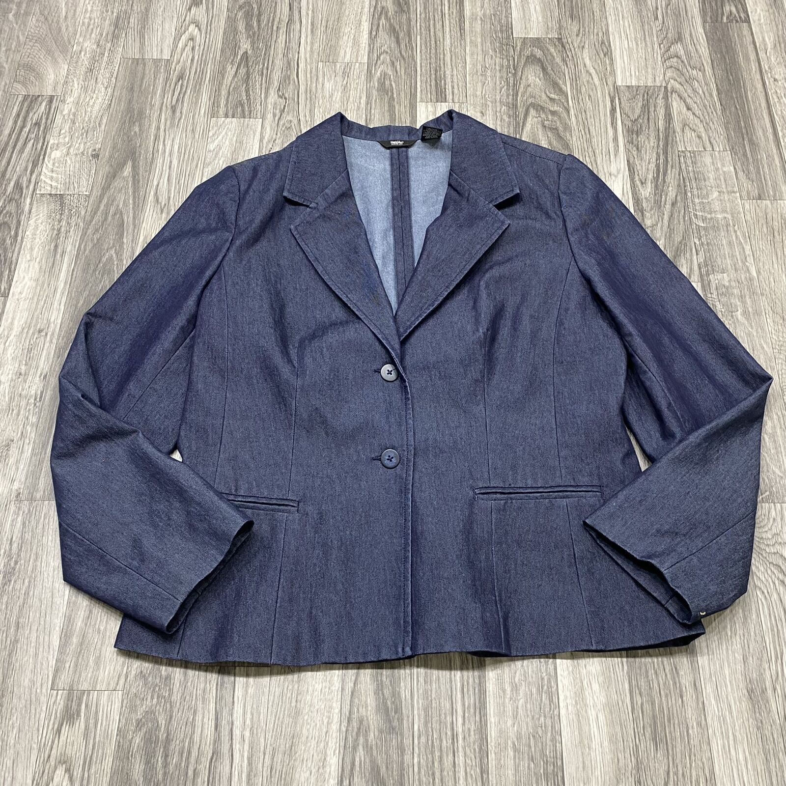 MOSSIMO Button Front Collared Blue Denim Blazer S… - image 5