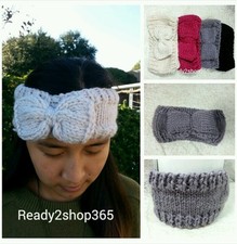 Winter Women Turban Headband Bow Knot Crochet Headwrap Knit Warmer Ear Knitted