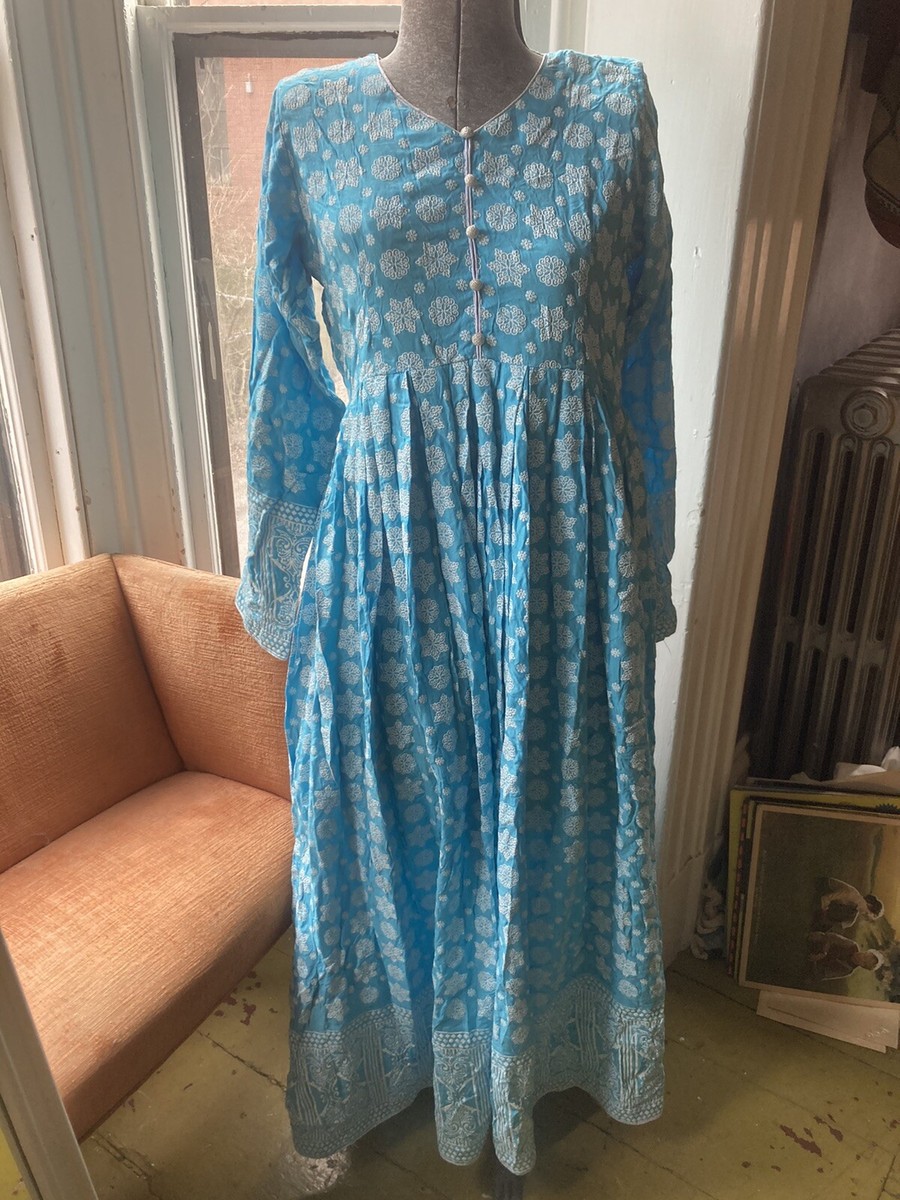vintage 70s boho dress Indian Cotton Gauze Festival Maxi 1970s Hippie Vtg Block Hyacinth Bridesmaid Dresses |