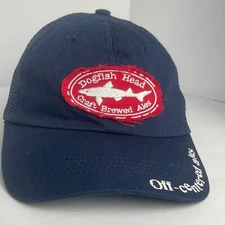 Dogfish Head Brewery Trucker Patch Hat Cap Snap Back Mens Navy Red Logo Beer