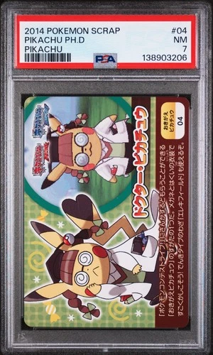 2014 POKEMON SCRAP PIKACHU #04 PIKACHU PH.D PSA 7
