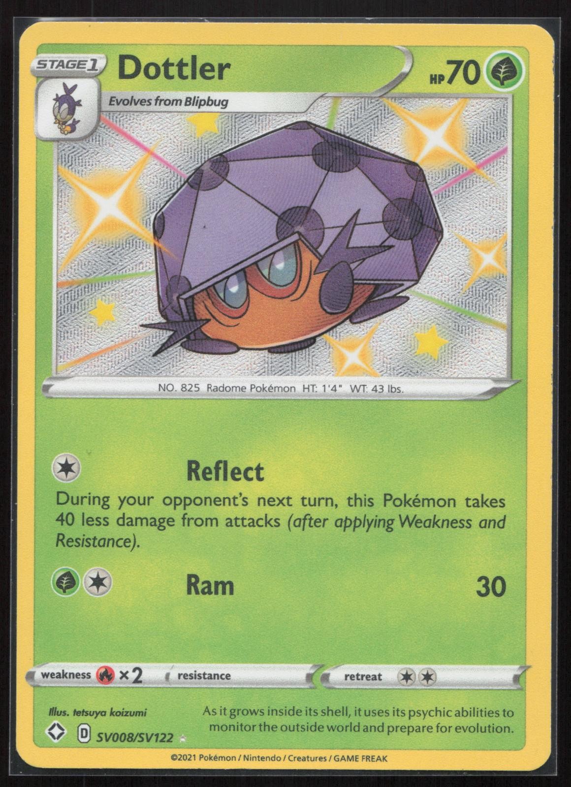 DOTTLER SHINING FATES SHINY VAULT SV008 SHINY RARE HOLO POKEMON CARD NM