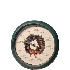 Christmas Musical Wreath Clock 8” Quartz Keeps Time No Sound Holiday Decor