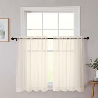 Cafe Curtains 36 Inch Length Tier 2 Pieces, 42''W x 36''L (Pack of 2) White