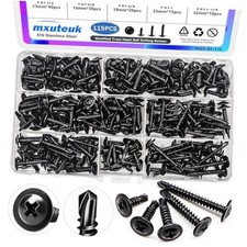  8 Self Tapping Screws,410 Stainless Steel Self Tapping Screws 8 Kit Black-A
