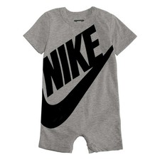 NIKE Baby Boys Romper with Snap - Dark Heather Grey/Black Print - Size 12 Months