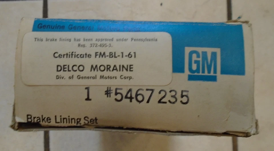 Juego de forro de freno trasero NOS 1961-1966 BUICK RIVIERA WILDCAT ELECTRA GM: 5467235 Foto 2 de 4