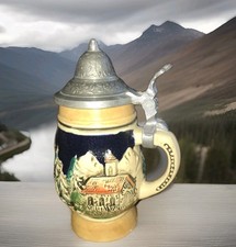 Beer Stein Tankard & Pewter Lid Decorative Tradional Made In Germany 4.75”