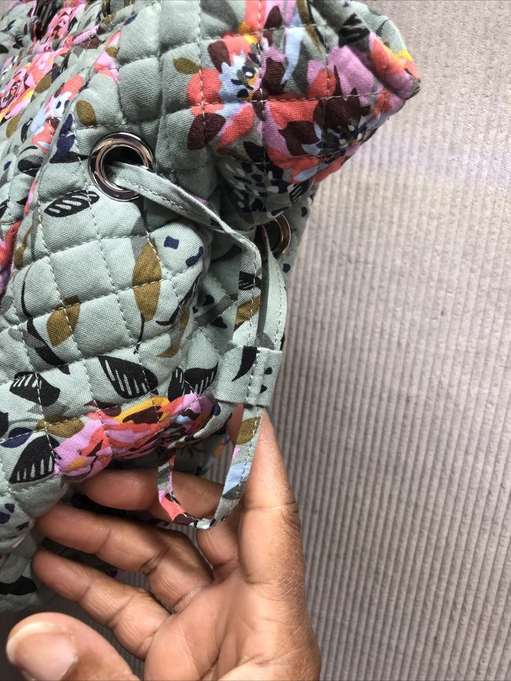 Vera Bradley Glenna Satchel Rosy Outlook Pattern Handbag Green Floral Side Cinch - Image 3 of 4